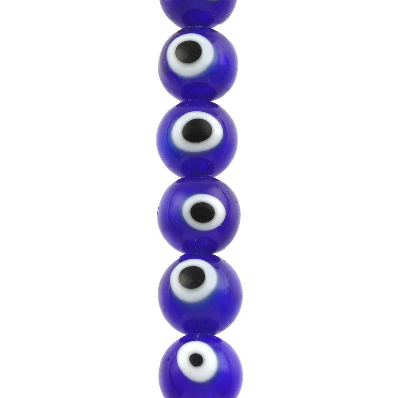 12 Pack: Blue Evil Eye Glass Round Beads by Bead Landing™